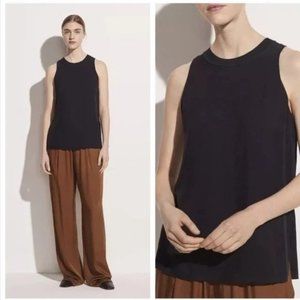 Vince Crew Neck Triacetate Black Sleeveless Casual TankTop Tee Ribbed‎ Crew Neck